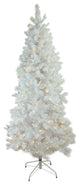 Flocked White Pine Slim Christmas Tree, White LED Lights, 9'x49"