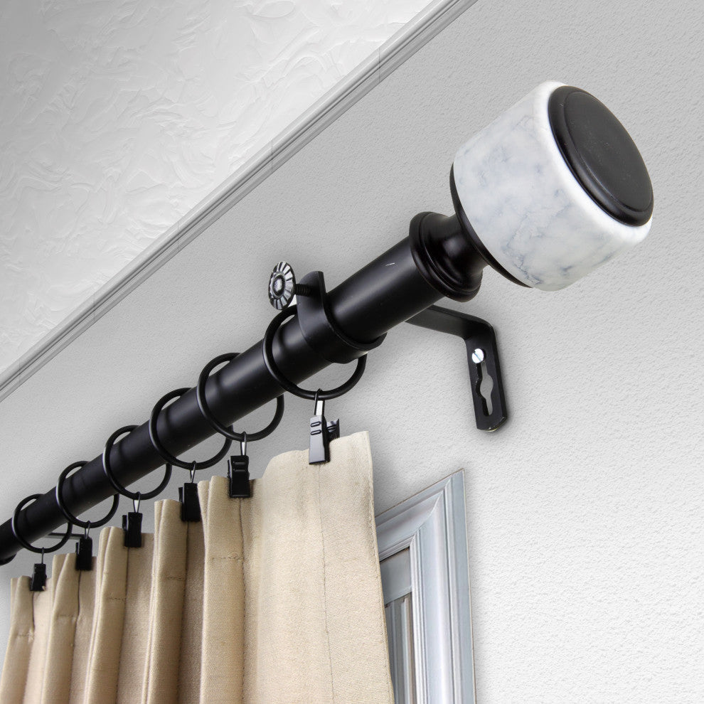 Adalynn 1" Diameter Curtain Rod, Black, 160-240"