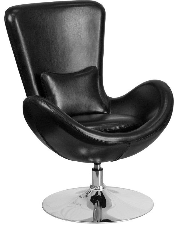 Egg Series Black LeatherSoft Side Reception Chair