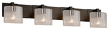 Modular, 4-Light Bath Bar, Oval Shade, Seeded Artisan Glass Shade, Dark Bronze