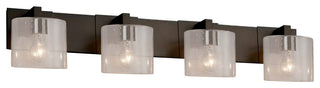 Modular, 4-Light Bath Bar, Oval Shade, Seeded Artisan Glass Shade, Dark Bronze