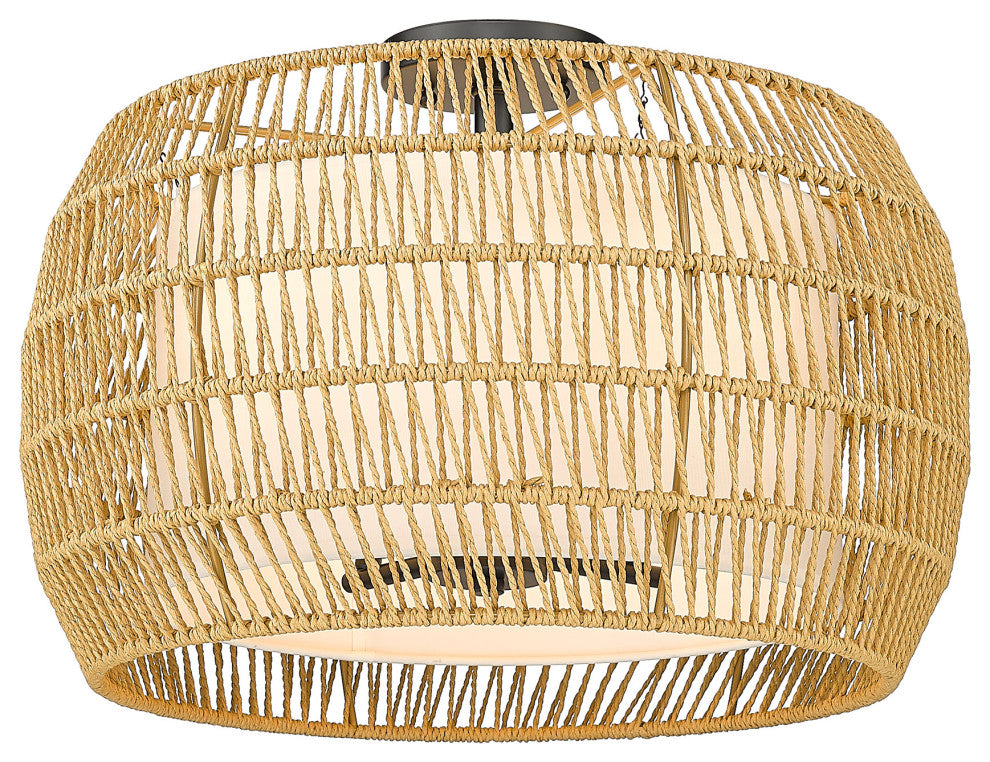 Everly 4-Light Semi-Flush With Natural Rattan Shade