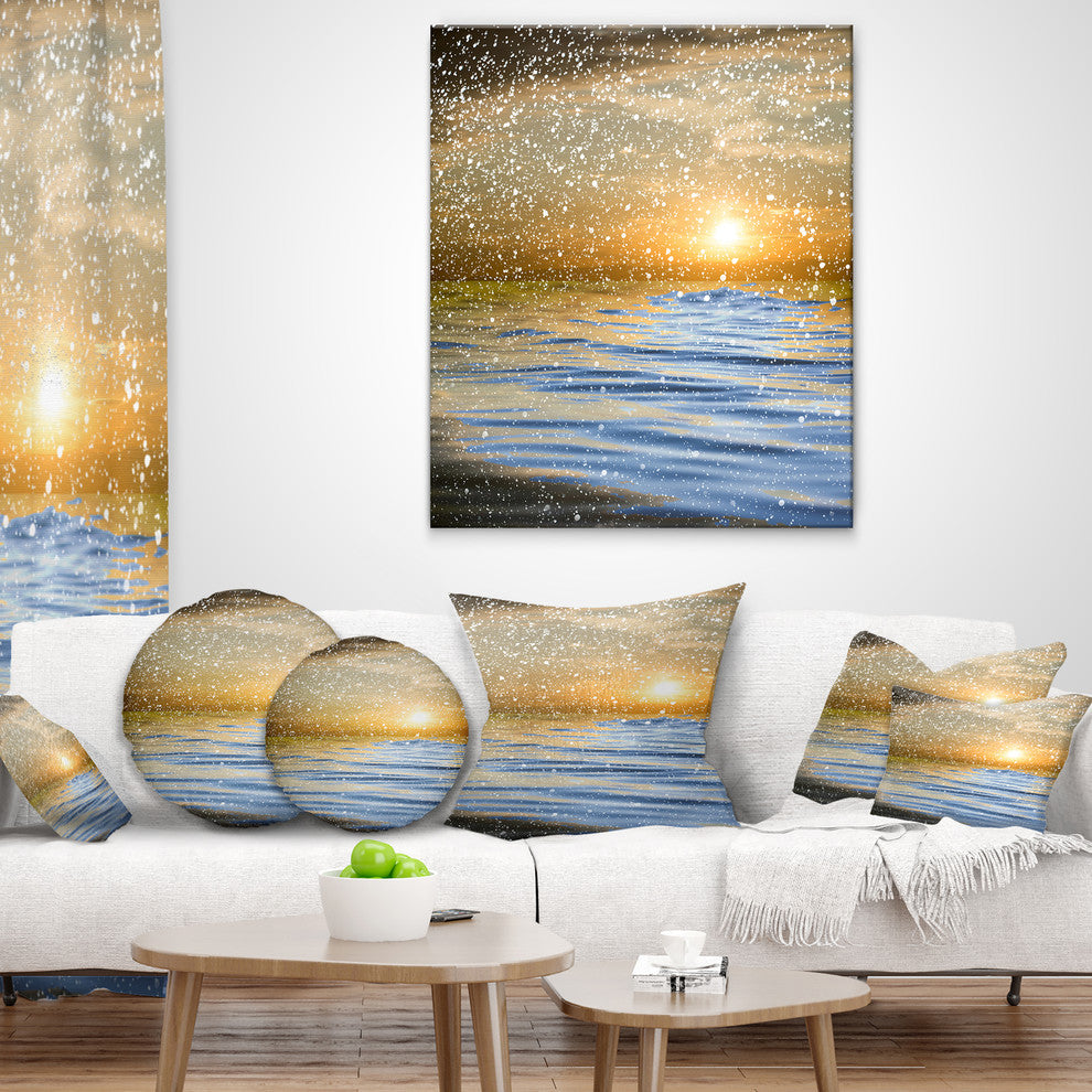Clouds with Reflection in Water Seashore Photo Throw Pillow, 18"x18"