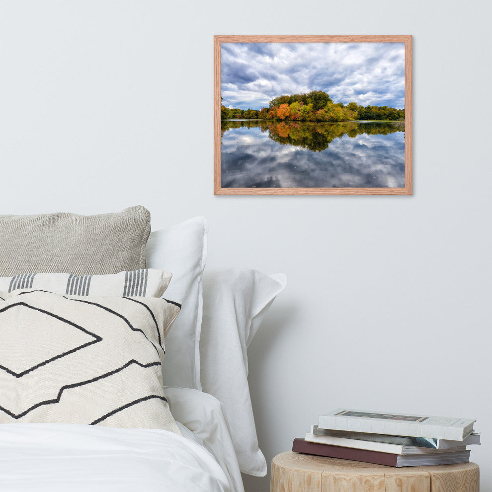 Autumn Reflections Rural Landscape Framed Photo Paper Wall Art Prints, Red Oak, 16" X 20"