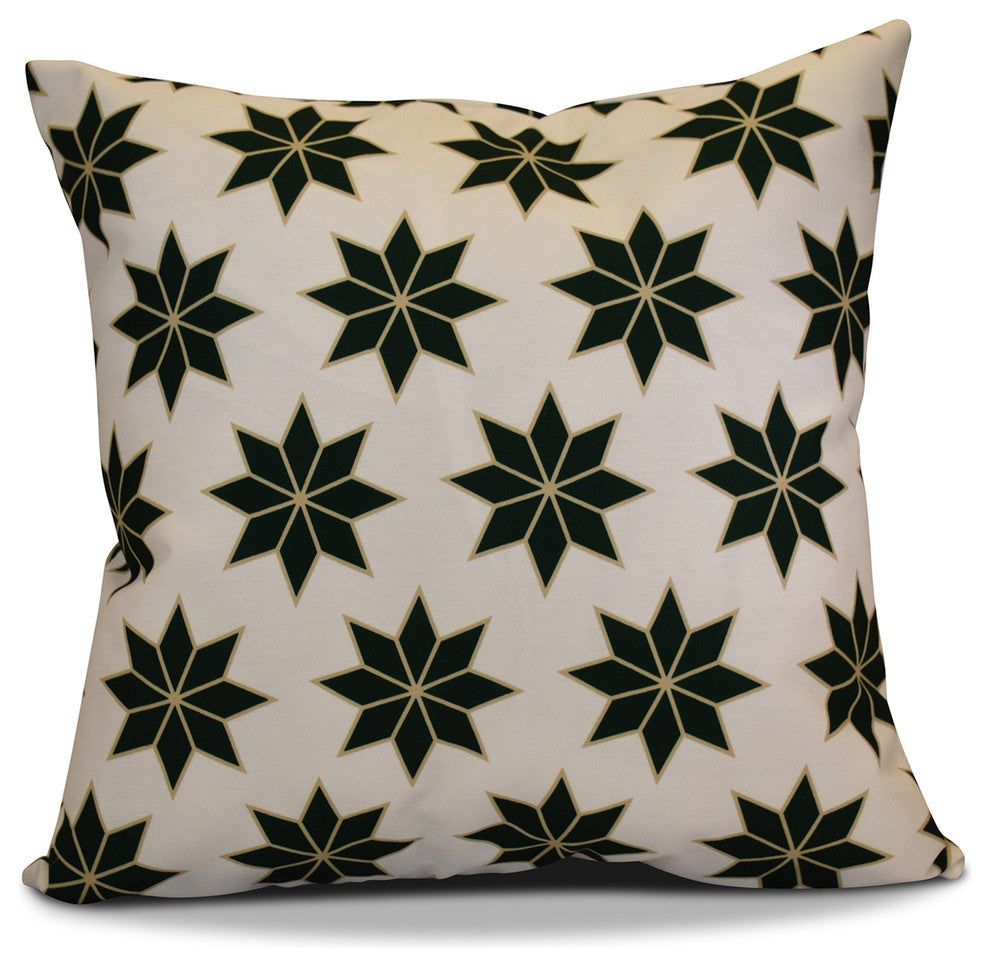 Decorative Holiday Pillow Geometric Print, Dark Green, 18"x18"