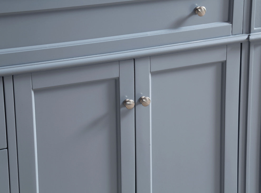 Home Living Vanity with Carrara White Marble Countertop, Gray, 40", Single Sink