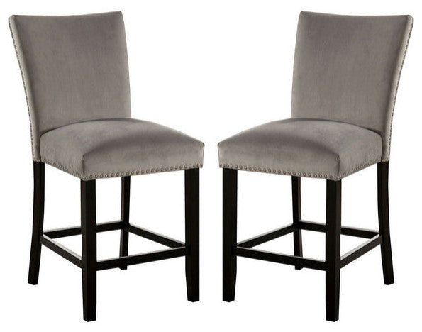 Benzara BM239826 Counter Height Side Chair With Padded Seating, Set of 2, Gray