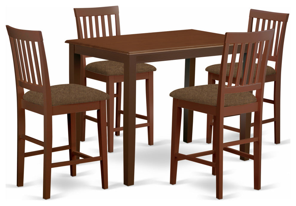 5 Pc Dining Counter Height Set - High Top Table And 4 Bar Stools With