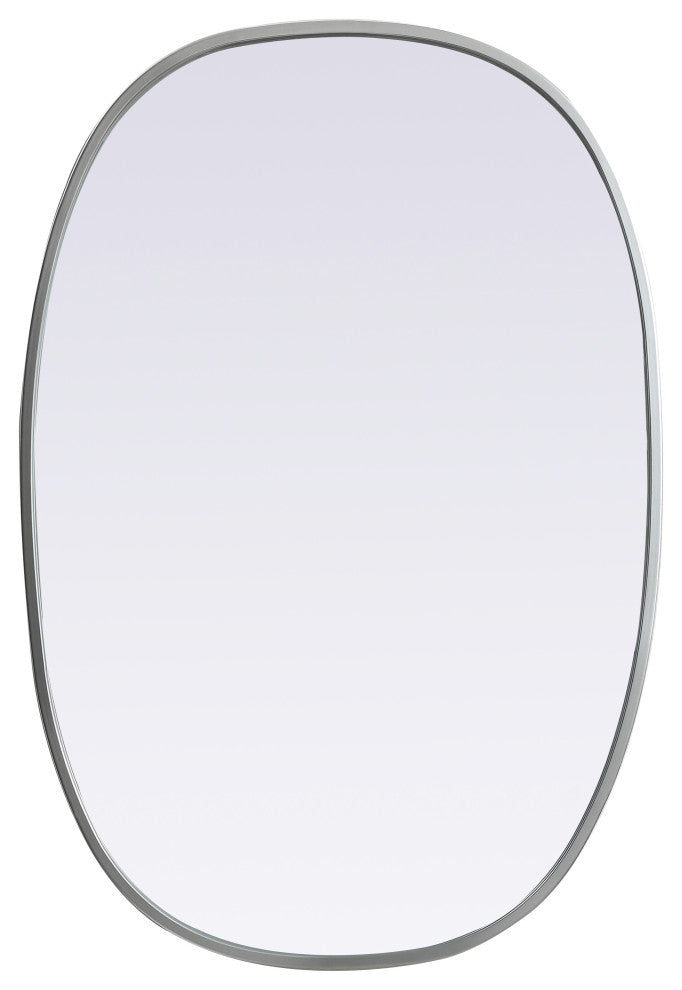 Metal Frame Oval Mirror 20X30 Inch, Silver
