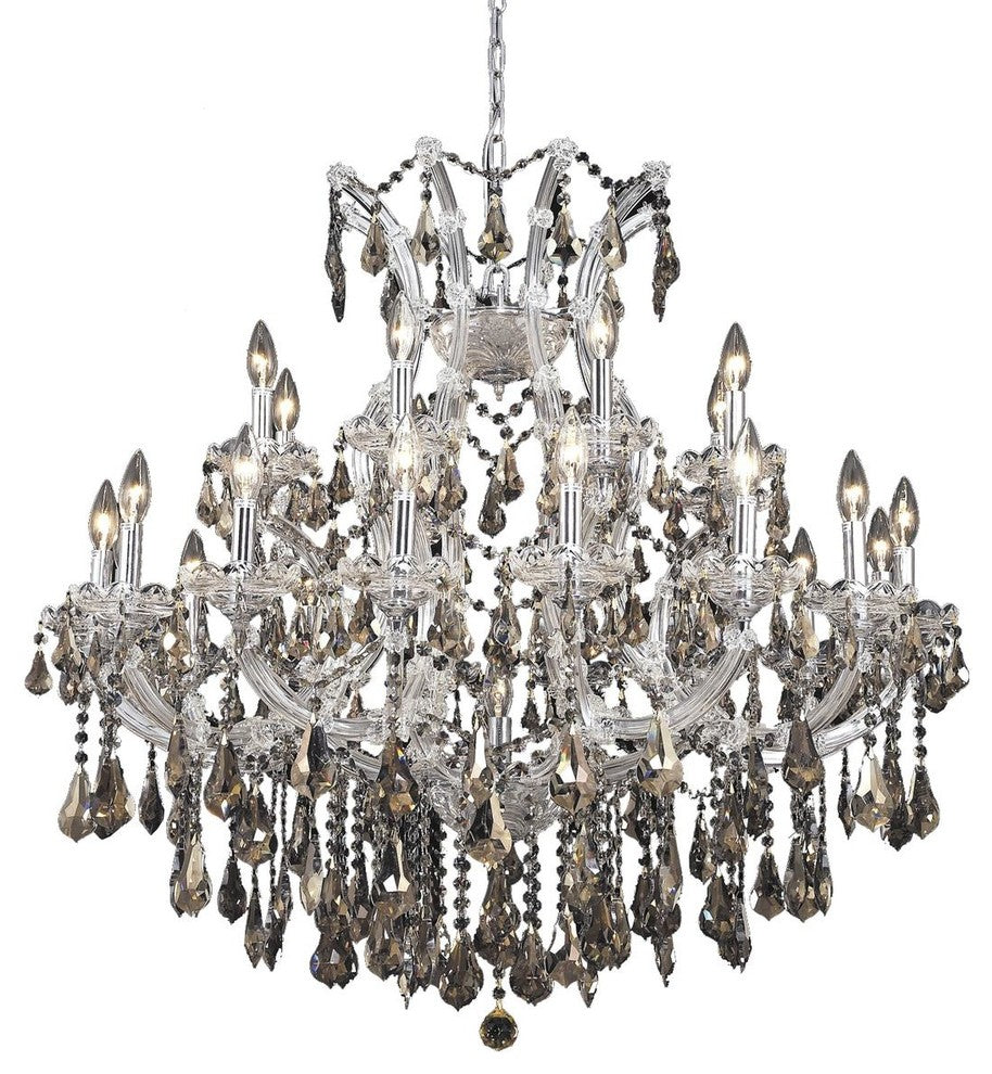 Elegant Maria Theresa Dining Room Light, Chrome Finish With Royal Cut Crystal