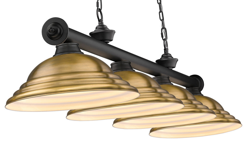 Zlite 2306-4MB-SRB 4-Light Billiard, Rubbed Brass
