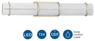 Grid LED 1-Light White Linen Glass LED Modern Wall Light, Silver Ridge
