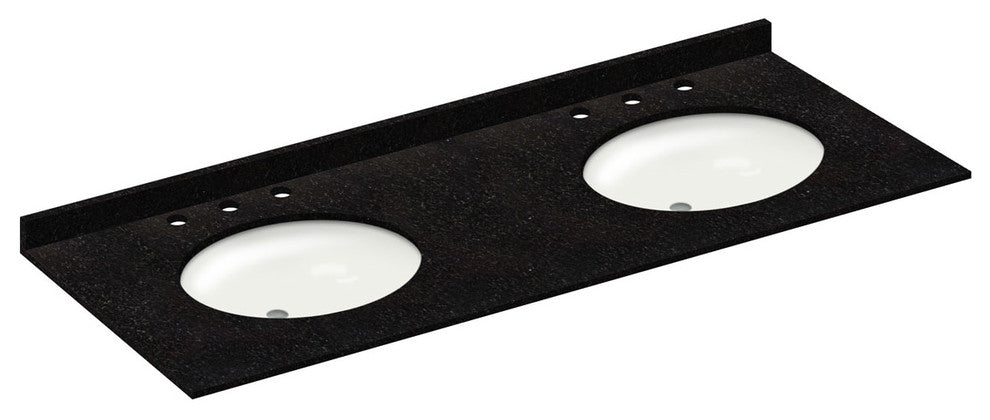61x22 Absolute Black Granite Vanity Countertops, 8 Faucet Spread