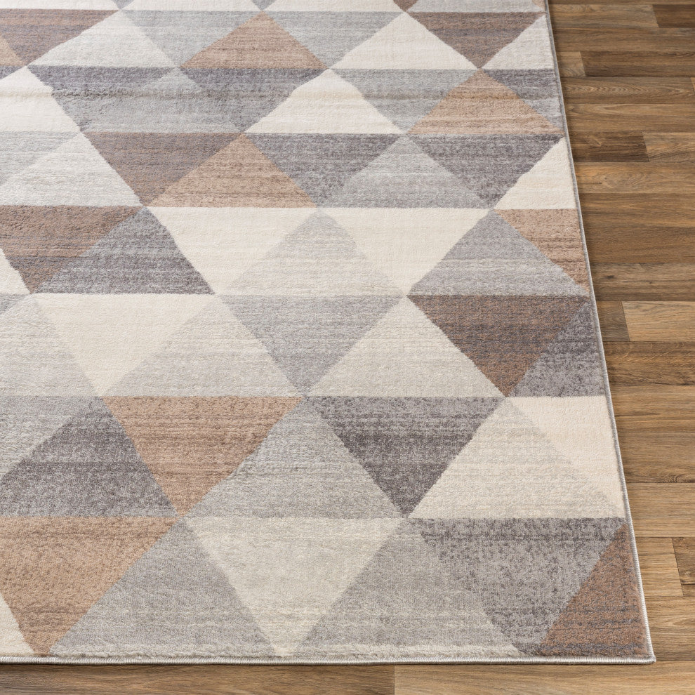 Surya Roma ROM-2303 6'7"x9' Rug, Medium Gray/Camel/Tan/Light Gray/White