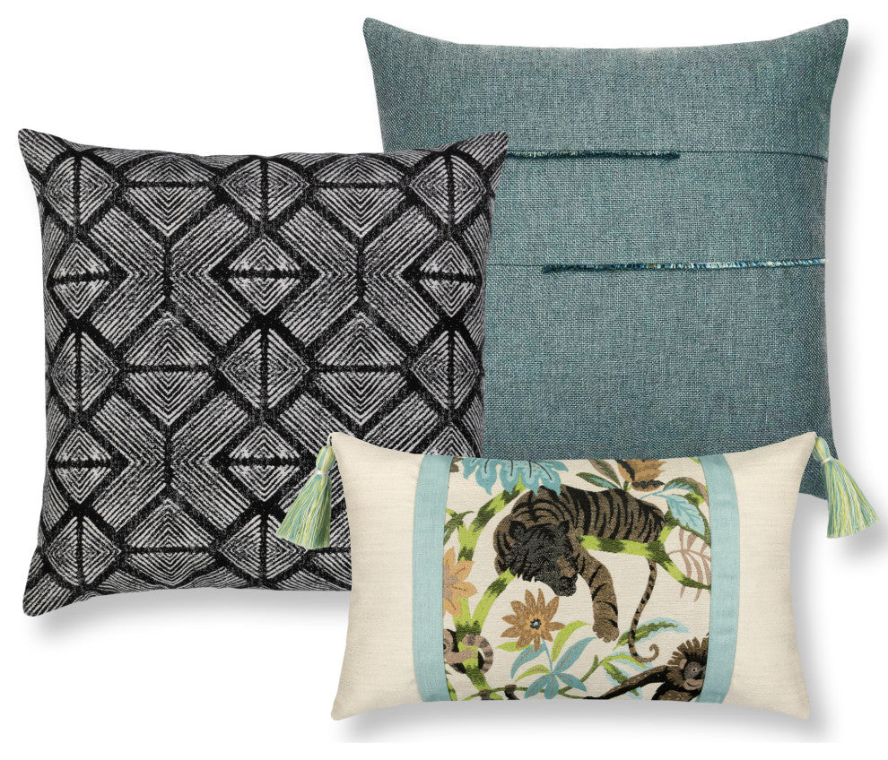 Bakuba Ebony Indoor/Outdoor Performance Pillow, 20"x20"