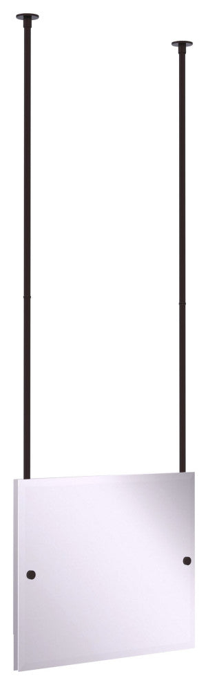 Frameless Landscape Ceiling Hung Mirror with Beveled Edge, Antique Bronze