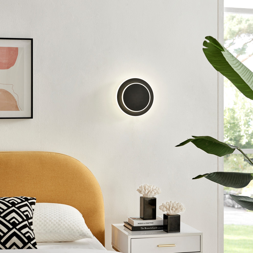 Luna Eclipse 2 Circle Multiuse Dimmable Wall Lamp, Black
