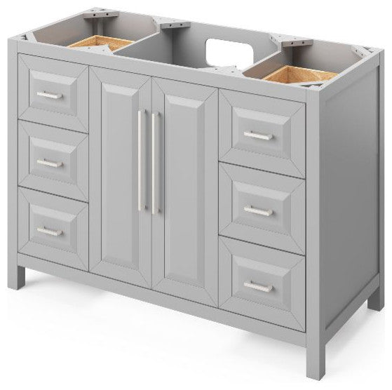 Cade Transitional 48" Grey Bathroom Vanity, Steel Grey Cultured Marble Vanity To