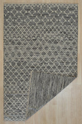EORC Black Handwoven Wool Punja Kilim Rug 4'x6'