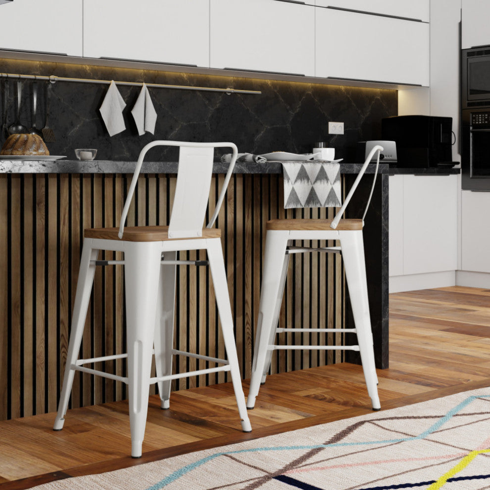 Rayne 30 inch Metal / Wood Bar Stool (Set of 2)
