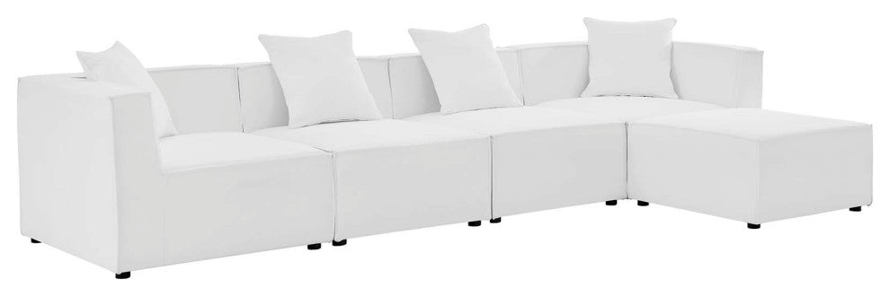 Saybrook Outdoor Patio Upholstered 5-Piece Sectional Sofa White