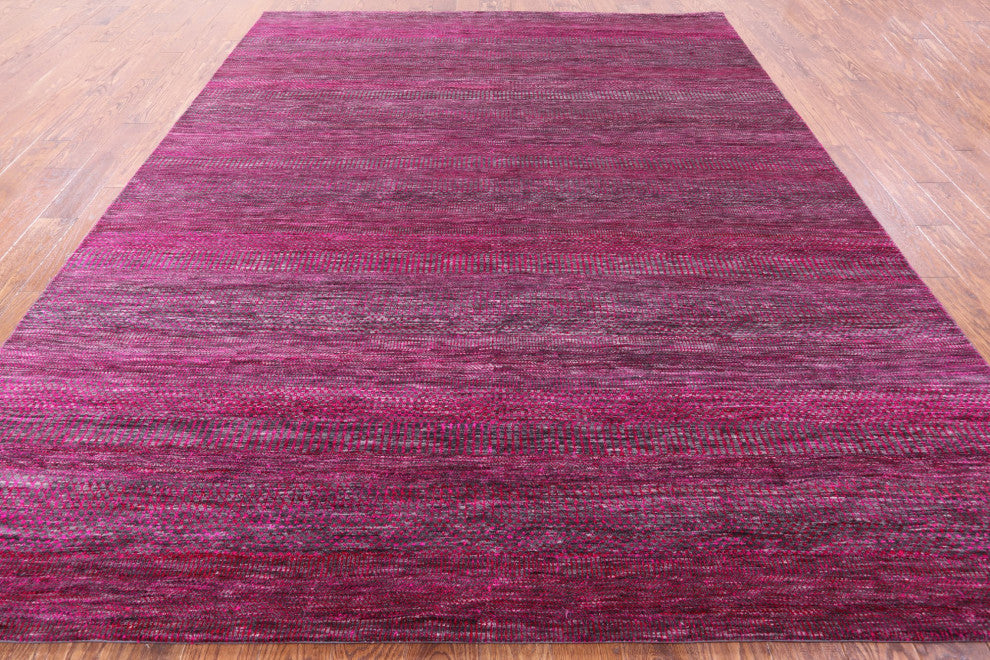 8' 2" X 10' 1" Wool and Silk Super Savannah Gabbeh Hand-Knotted Rug Q6109