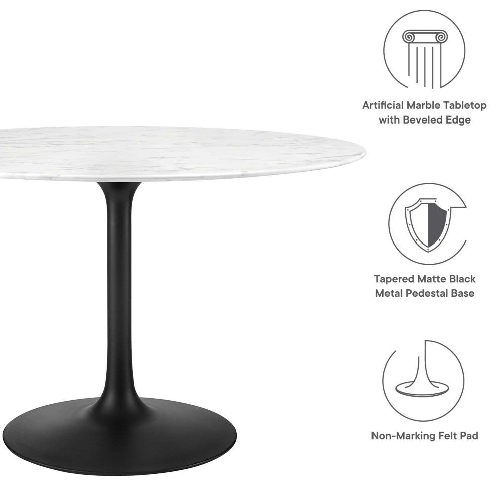 Lippa 47" Round Artificial Marble Dining Table