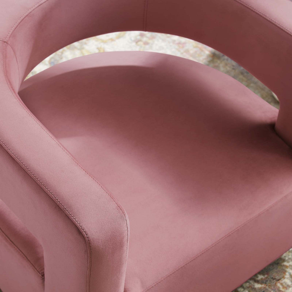 Armchair Accent Chair, Velvet, Pink, Modern, Living Lounge Hotel Hospitality
