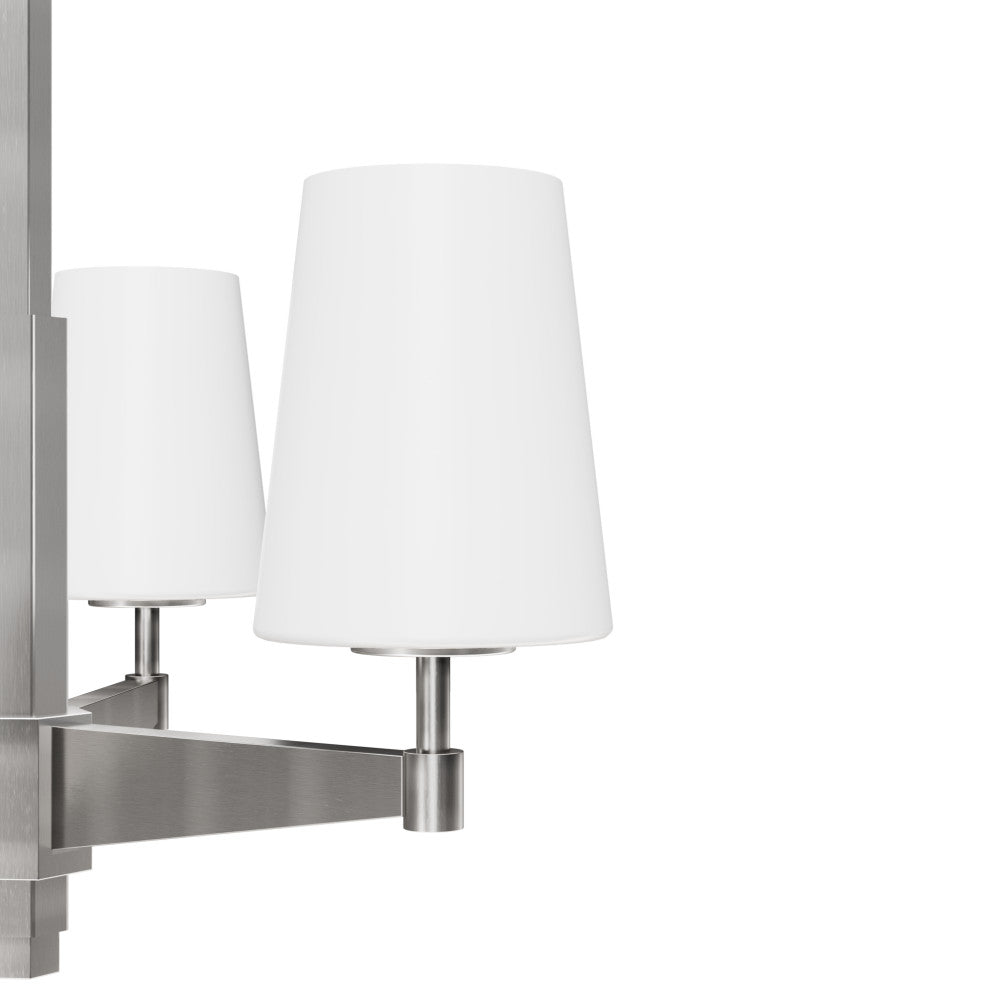 Nolita Brushed Nickel with Cased White Glass Glass 3 Light Chandelier Ceiling