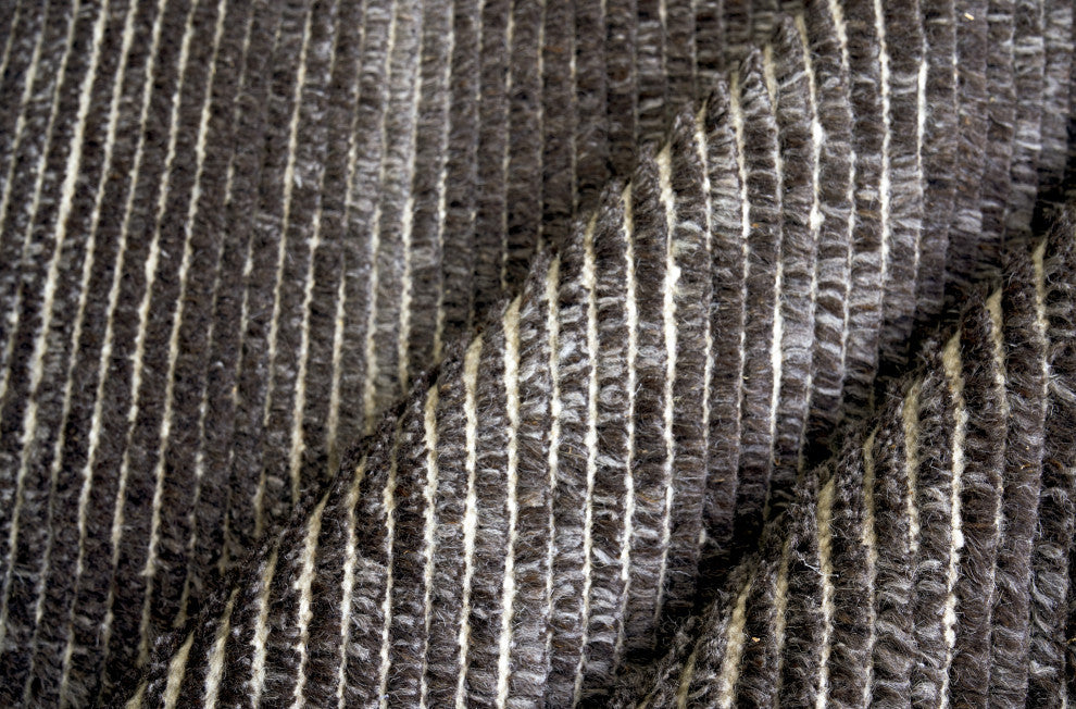 Kaza Hand-Knotted Wool Charcoal/Brown Area Rug