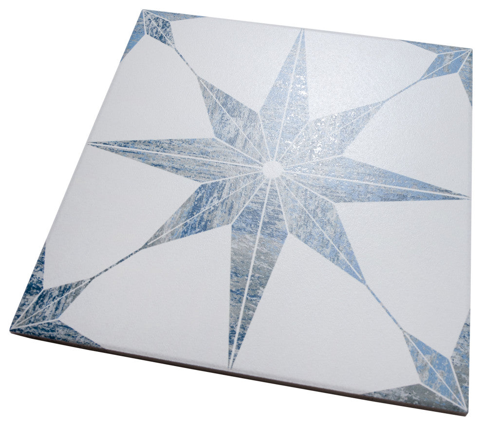 Cassis Stella Porcelain Floor and Wall Tile, Blue