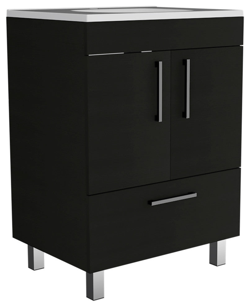 Essential Single Bathroom Vanity, Black Wengue