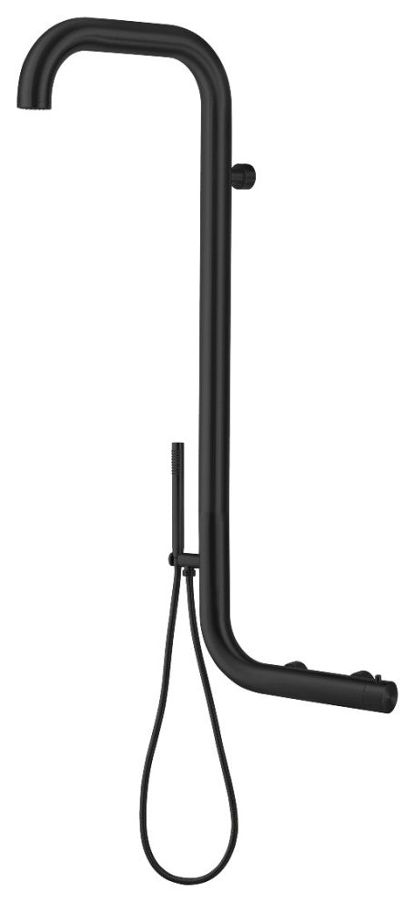 PULSAR 06 Wall Mount Outdoor Shower with Hand Shower, Matte Black