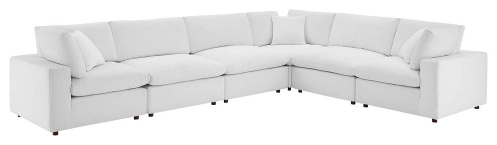 Sectional Sofa Set, Velvet, White, Modern, Living Lounge Hotel Lobby Hospitality