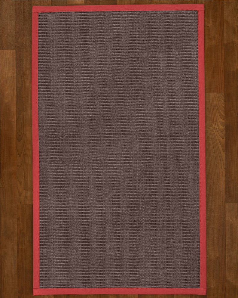 Natural Area Rugs Big Sur Custom Sisal Rug, 10'' x 14'', Red Border