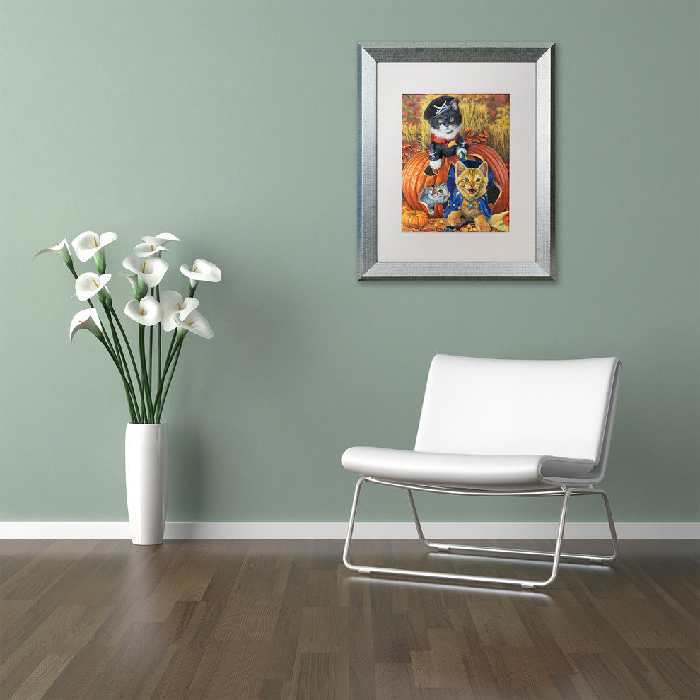 Jenny Newland ''Halloween Kittens'' Matted Framed Art, 20x16