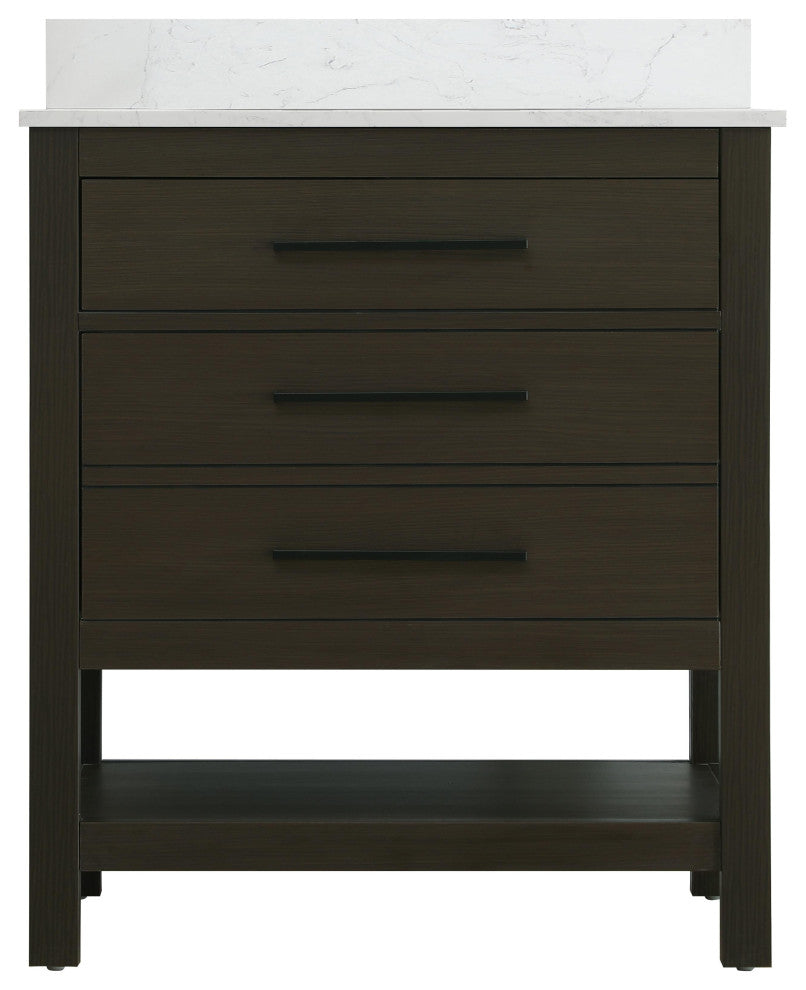 Home Living 30" Single Bathroom Vanity, Mocha Brown With Backsplash