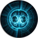 Glowing Bright Blue White Fractal Flower, Abstract Disc Artwork, 23"