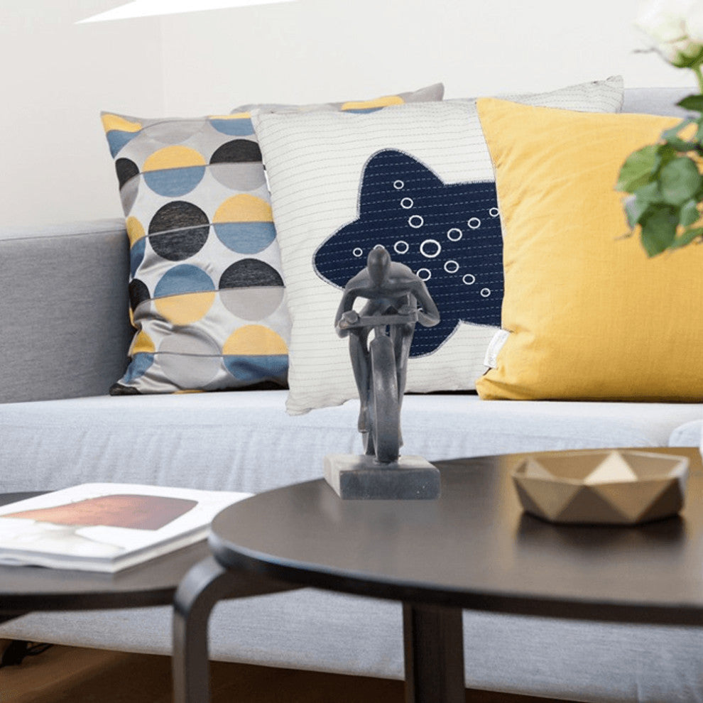 Set Of Two 17" X 17" Blue And White Starfish Throw Pillows