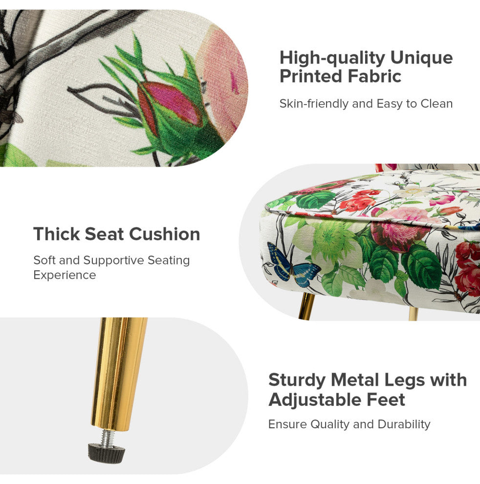 Accent Side Chair With Tufted Back, Ivory