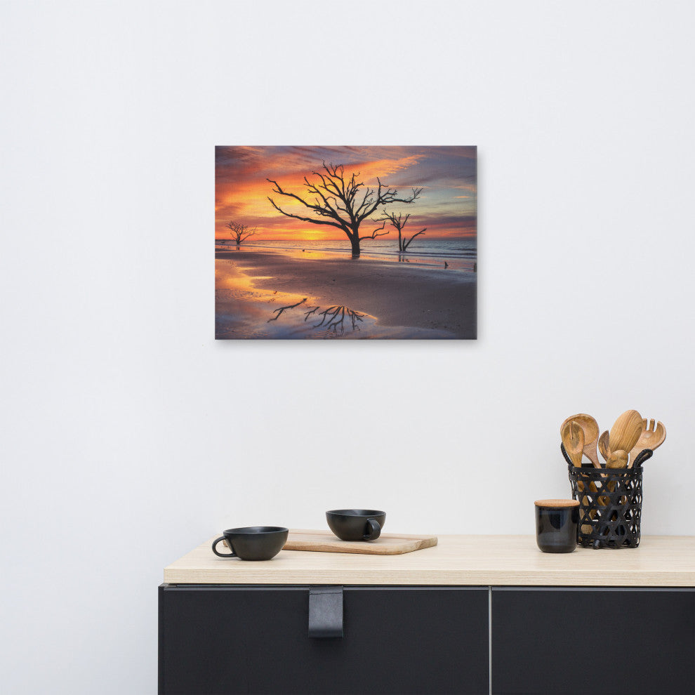 Sunrise & Trees At Edisto Island Coastal Landscape Photo Canvas Wall Art Print, 18" X 24"
