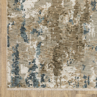 Easely Modern Abstract Elements Beige/ Teal Area Rug, 2'3" x 7'6"