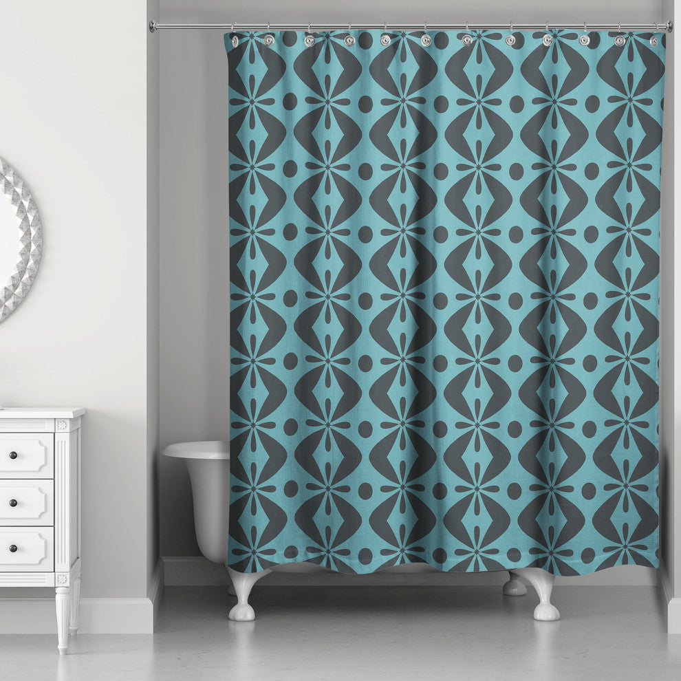 Folk Pattern in Blue Shower Curtain