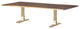 Toulouse Stainless Steel Dining Table, Top: Seared Oak, Base: Brushed Gold, 112"
