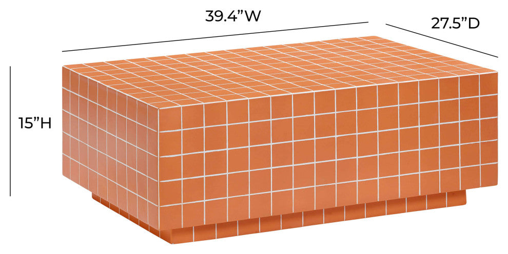 Mixie Taupe Tile Indoor / Outdoor Coffee Table, Brick Orange