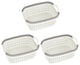 Rattan Plastic Weave Storage Bin, White, Small, 3-Pack