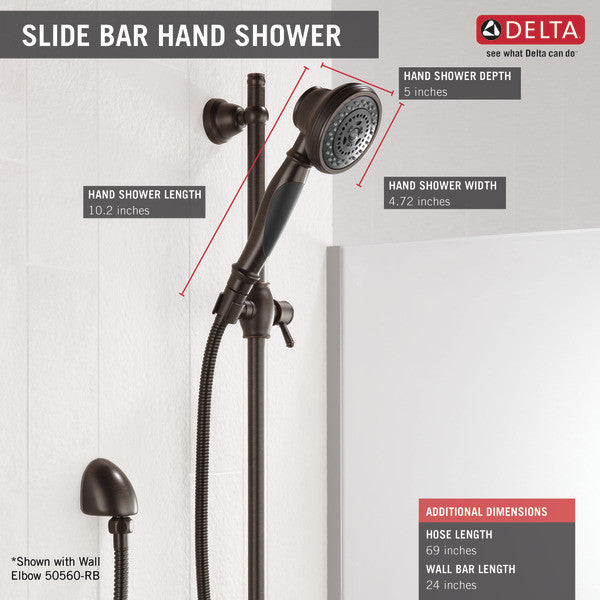 Delta Premium 3-Setting Slide Bar Hand Shower, Venetian Bronze, 57021-RB
