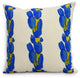 Sunset Tulip Stripe Floral Decorative Outdoor Pillow, Blue, 16"