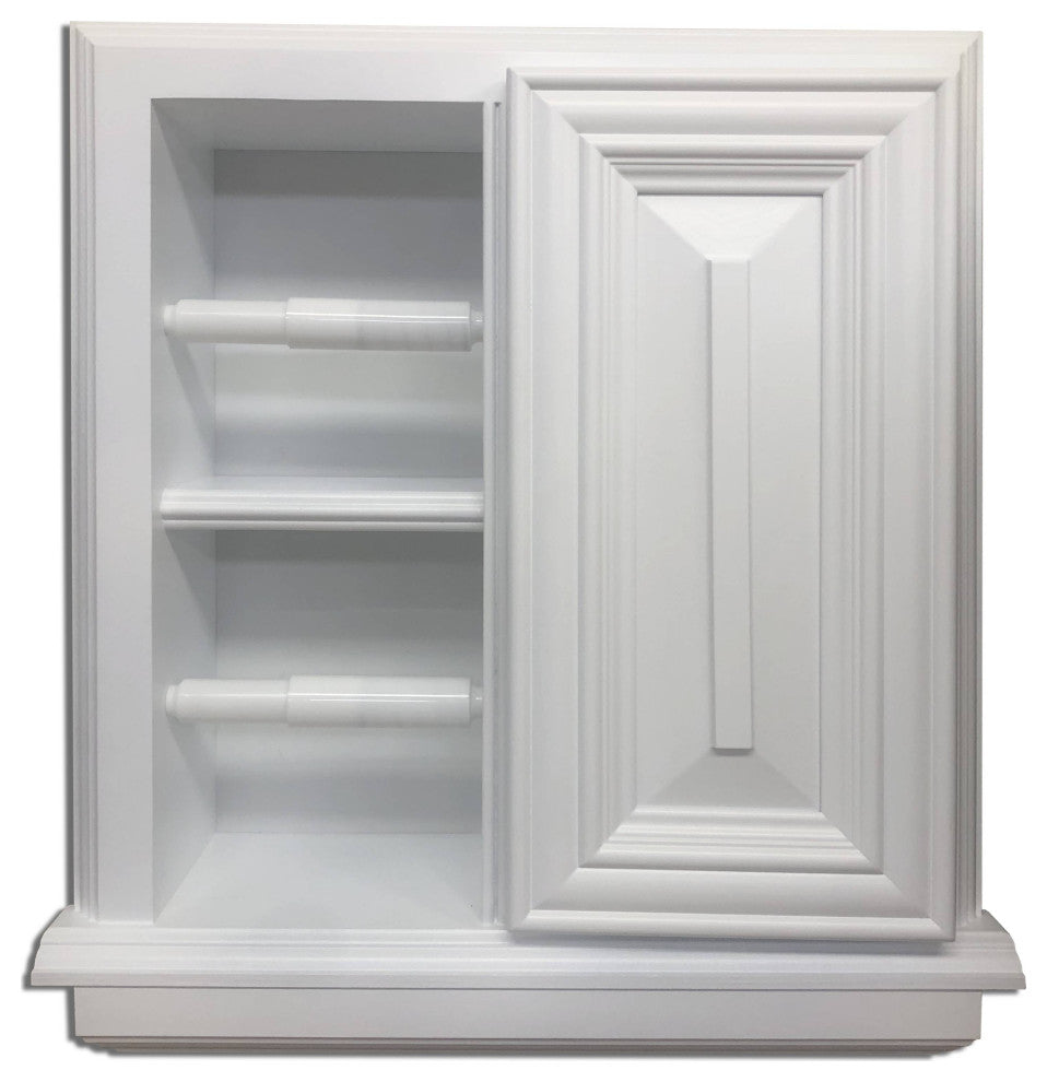 Hyacinth Wood Recessed Double Toilet Paper Holder With Cabinet 14x16.25, White Enamel
