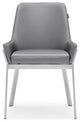 Sydney Leatherette Dining Chair With Brushed Stainless Steel Legs, Gray